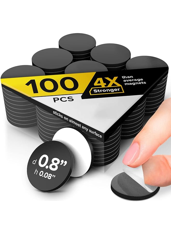 PROMASS promass Self Adhesive Magnet Dots (0.8" x 0.8") - Peel & Stick Magnetic Circles - Flexible Sticky Magnets - Sheets is Alternative to Magnetic Squares, Stickers, Strip and Tape (100 Pcs)  - Image 1