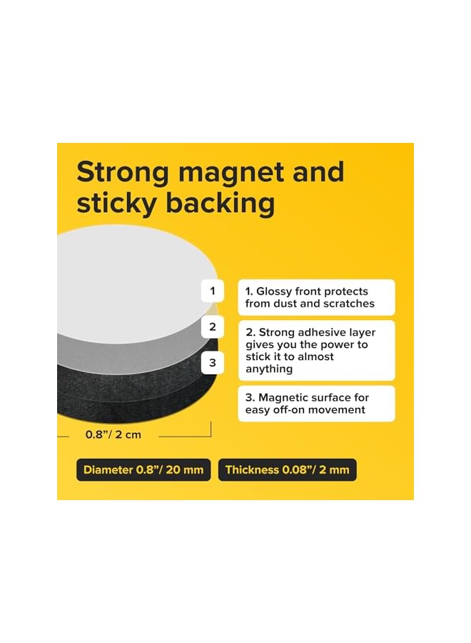 PROMASS promass Self Adhesive Magnet Dots (0.8" x 0.8") - Peel & Stick Magnetic Circles - Flexible Sticky Magnets - Sheets is Alternative to Magnetic Squares, Stickers, Strip and Tape (100 Pcs)  - Image 2