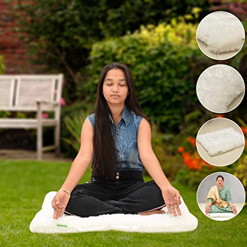 NEXTGO Floor Seat Cushions Yoga Meditation Mat Pooja aasan Soft Extra Comfortable Feather Touch Last Long upto washable material Size 24 x 30 Inch 2 x 2.5 Fit Color White - Image 2