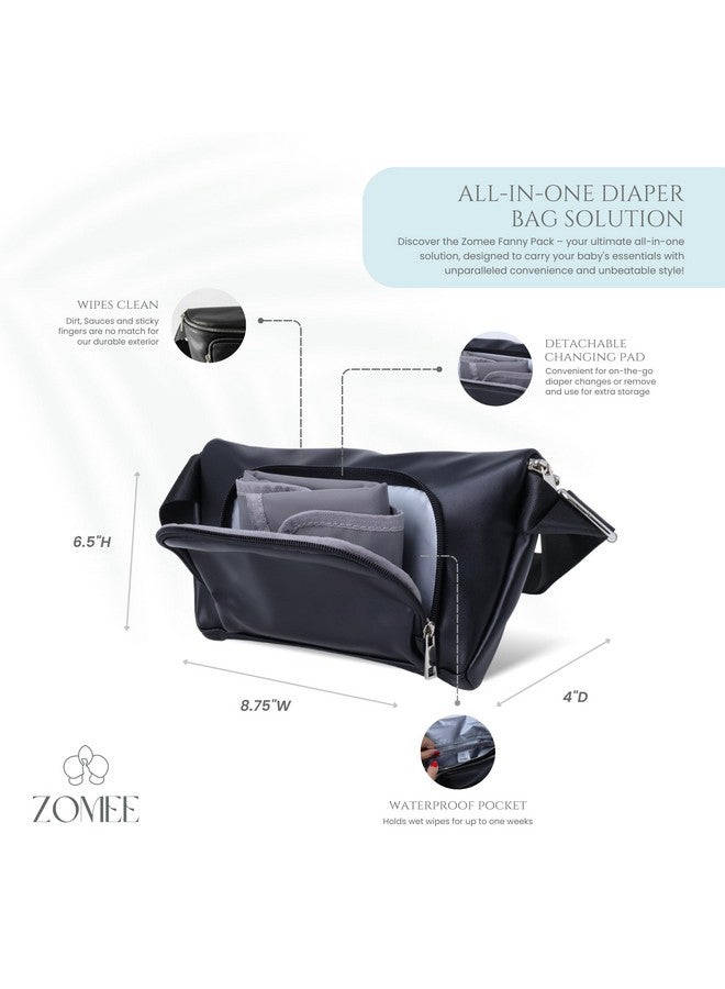 Zomee Multi-Functional Fanny Pack for Wearable Breast Pumps and Portable Diaper Changing Mat- Eco-Friendly and Stylish (BLACK) - Image 2