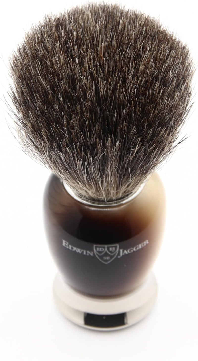 Edwin Jagger 81SB582AMZ Classic Pure Badger Exfoliating Shaving Brush for Shaving Cream or Shaving Soap for Men and Women Horn - Image 3