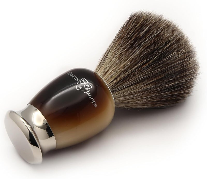 Edwin Jagger 81SB582AMZ Classic Pure Badger Exfoliating Shaving Brush for Shaving Cream or Shaving Soap for Men and Women Horn - Image 2
