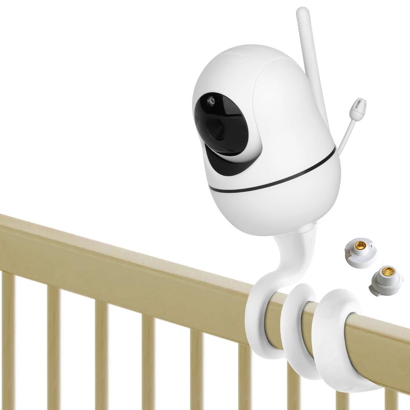 iTODOS Baby Monitor Mount Compatible with HelloBaby HB65/HB66/HB248,ANMEATE SM935E Baby Monitor Camera, Versatile Twist Mount Without Tools or Wall Damage -White - Image 1