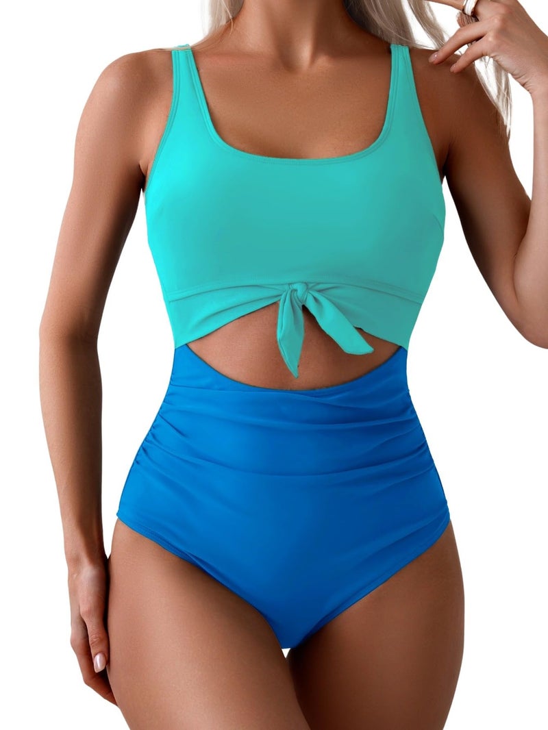 Eomenie Women's One Piece Swimsuit Tummy Control Slimming Bathing Suit Cutout Tie Knot Swimwear - Image 1