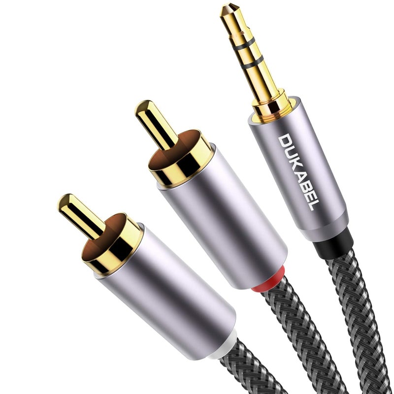 DUKABEL RCA to 3.5mm, 3.5mm to RCA Cable 2-Male RCA to AUX Cable Braided 1/8 to RCA Stereo Cable RCA Cable [24k Gold-Plated & Double-Shielded] -Top Series(4ft/1.2m) - Image 1