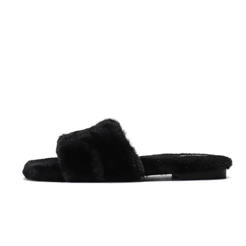 Stratuxx Kaze Womens Fur Slippers Comfy House Slides Sandals Open Toe Memory Foam Indoor Fluffy Slippers for Women Birthday Gift for Mom - Image 5