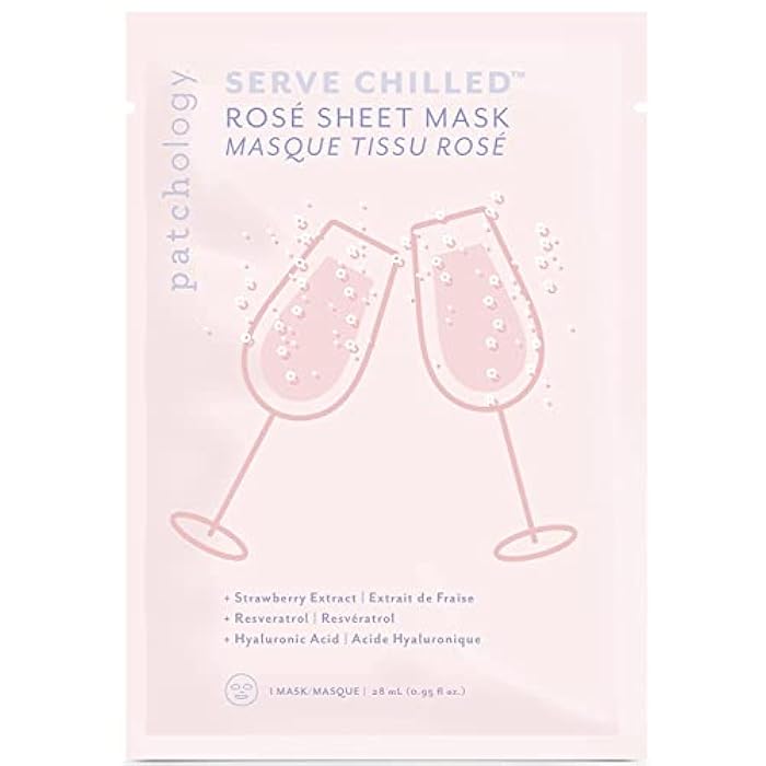 Patchology Serve Chilled Rosé Facial Sheet Mask with Hyaluronic Acid - Men and Women Face Masks Skincare Sheet for Moisturizing and Hydrating Skin - Best Face Sheets Moisturizer (1 Count) - Image 1