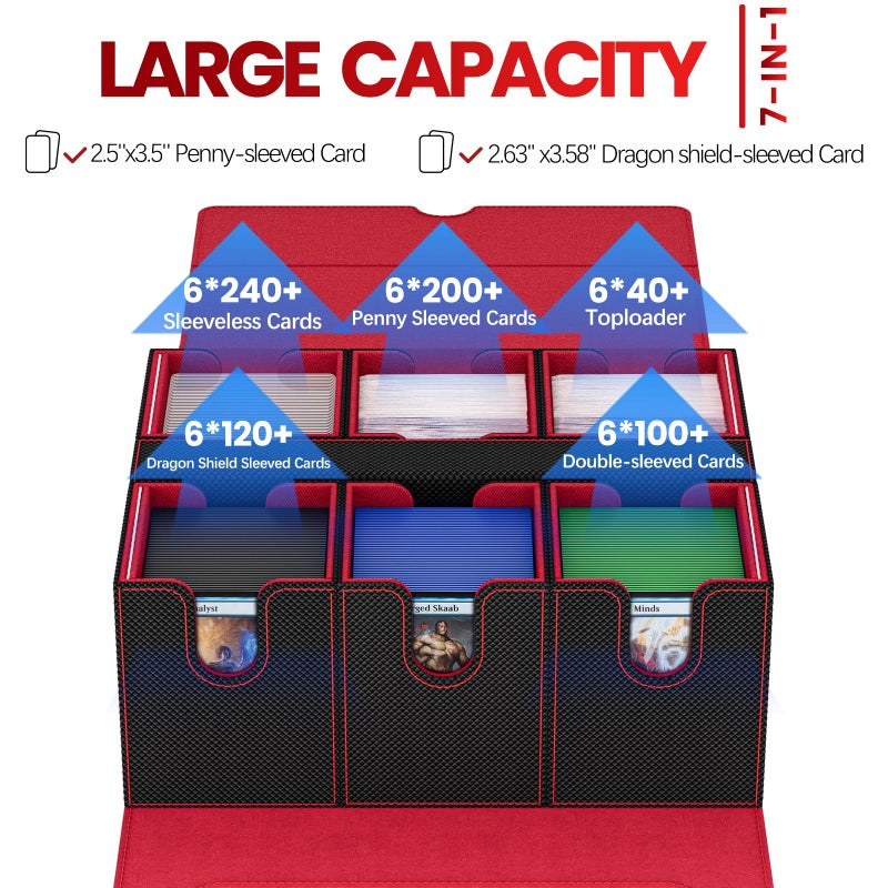Gomyrod Card Deck Box for MTG with Commander Display, 7 In 1 Card Storage Box Fits 600+ Double-sleeved Cards, Removable MTG Deck Case Fit for TCG/Sports/Baseball Cards with Dice Tray - Image 2
