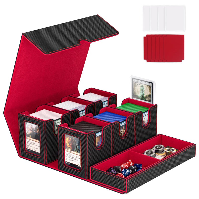 Gomyrod Card Deck Box for MTG with Commander Display, 7 In 1 Card Storage Box Fits 600+ Double-sleeved Cards, Removable MTG Deck Case Fit for TCG/Sports/Baseball Cards with Dice Tray - Image 1