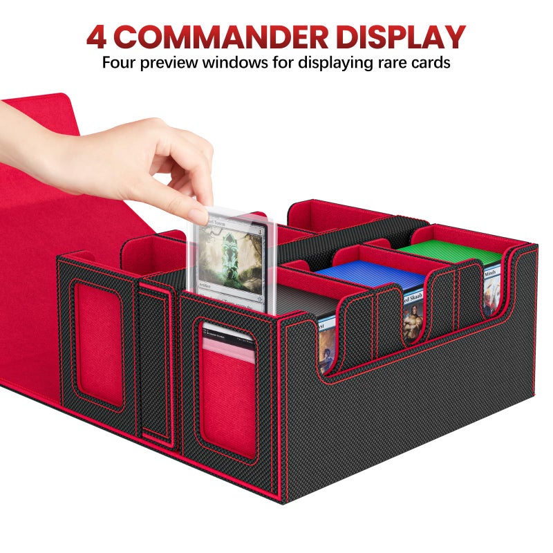 Gomyrod Card Deck Box for MTG with Commander Display, 7 In 1 Card Storage Box Fits 600+ Double-sleeved Cards, Removable MTG Deck Case Fit for TCG/Sports/Baseball Cards with Dice Tray - Image 3