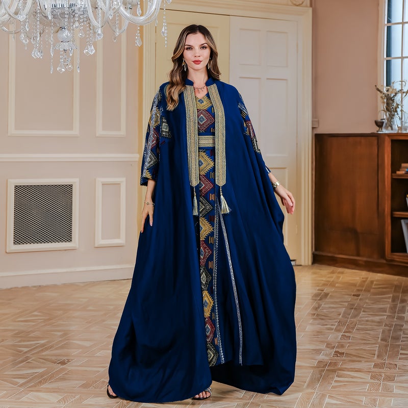 Embroidered Two-Piece Evening Dress Set - Image 2
