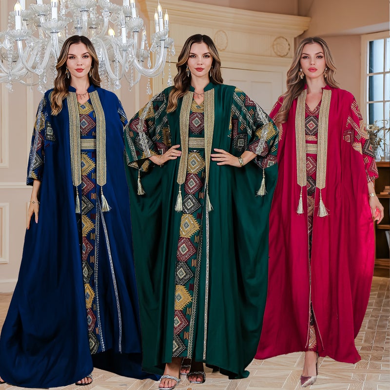 Embroidered Two-Piece Evening Dress Set - Image 1