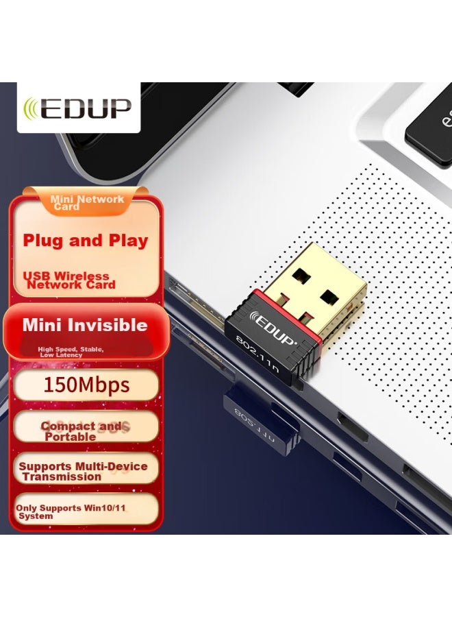 Edup Driver-free Usb Wireless Network Adapter, Wifi Signal Receiver, Compatible With Desktop And Laptop Computers, Intelligent Automatic Installation Driver, Ep-n8566 - Image 1