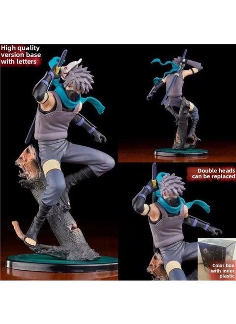 Naruto Hand-made Model Dark Kakashi Color Boxed High-quality Branch Animation Birthday Gift-Color:Dark Kakashi 24cm Color Box Plastic (super Quality Version Of The Base With Letters)