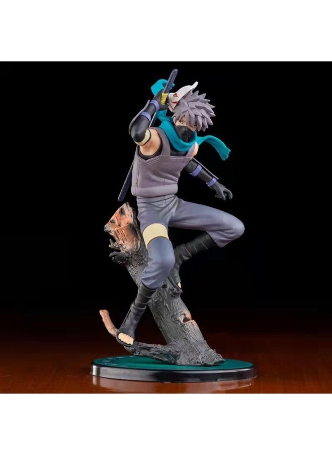 Naruto Hand-made Model Dark Kakashi Color Boxed High-quality Branch Animation Birthday Gift-Color:Dark Kakashi 24cm Color Box Plastic (super Quality Version Of The Base With Letters)