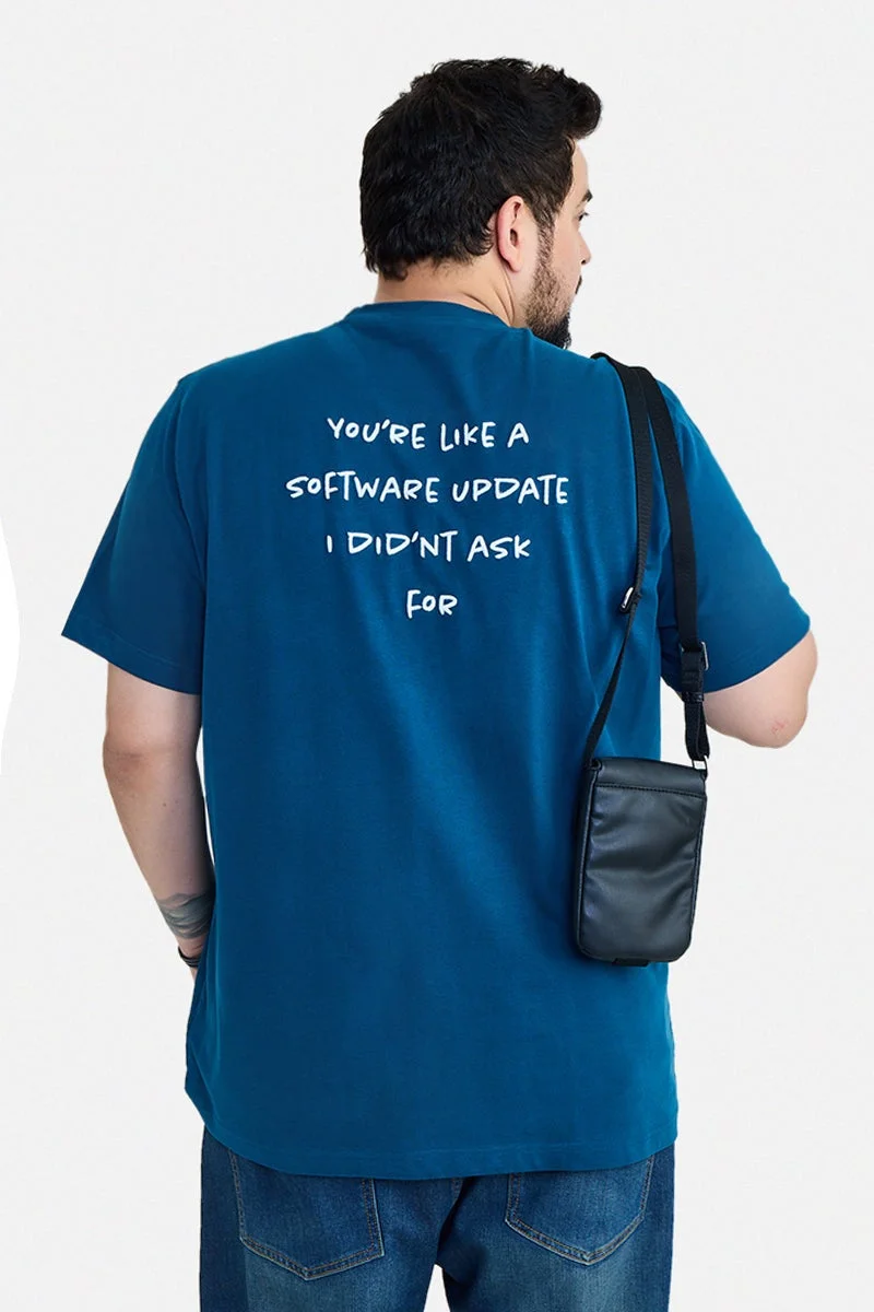 SNITCH Navy Blue Embroidered Half Sleeve Regular Fit T-Shirt