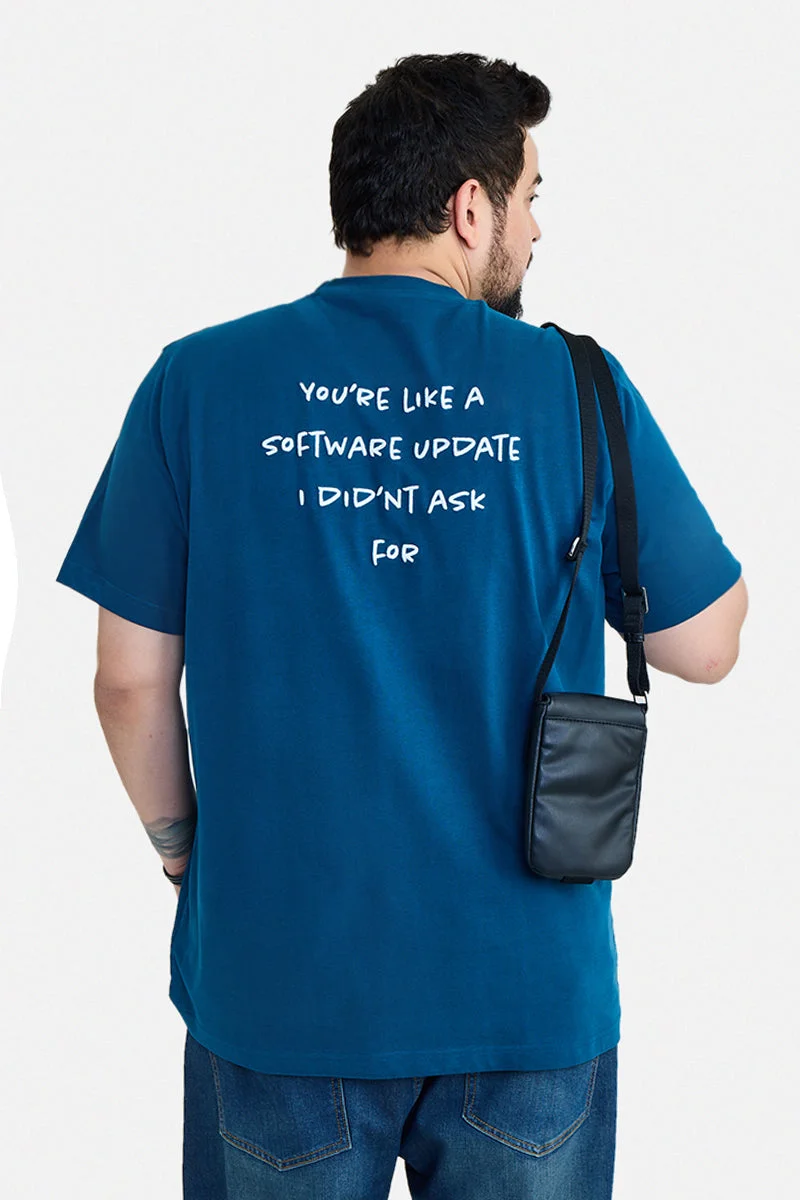 سنيتش Navy Blue Embroidered Half Sleeve Regular Fit T-Shirt