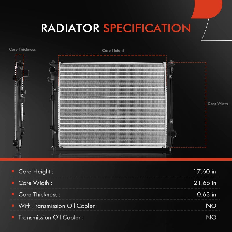 A-Premium A-Premium Engine Coolant Radiator Assembly Compatible with Honda Civic 2016 2017 2018 2019 2020 2021 L4 2.0L, Manual Transmission  - Image 2