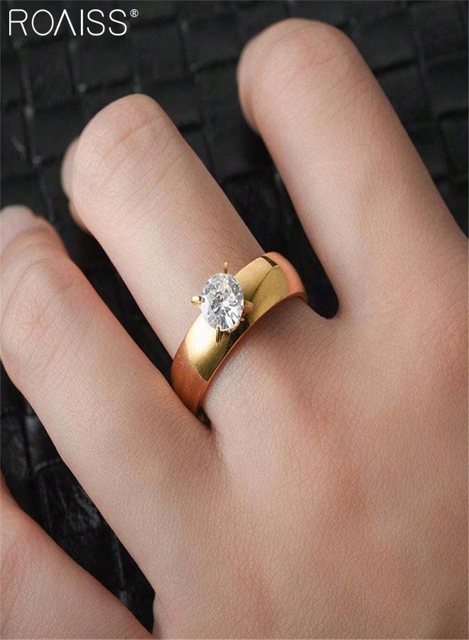 roaiss 4 Pcs Stainless Steel ring set for Women Men, Light Luxury Double Row Rhinestones Decoration, Fashionable and Casual Romantic Gold Ring, Suitable for Daily Wear - Image 4