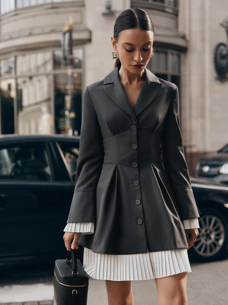 Lichi Mini fitted dress with pleated inserts