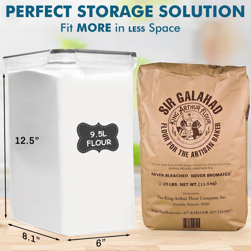 Shazo 2 PC (9.5L | 321 Oz) Extra Large Bulk Food Storage Containers with Airtight Lids for Flour, Sugar, Rice, Cereal & Pasta - Leakproof, BPA-Free Plastic Canisters for Kitchen & Pantry Organization - Image 2