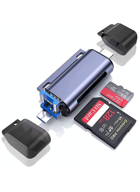 SD Card Reader, 3-in-1 USB C Memory Card Reader, USB 3.0 Card Reader Adapter for TF SD Micro SD SDXC SDHC MMC RS-MMC Micro SDXC Micro SDHC UHS-I for MacBook, PC, Laptop, Smart Phones, Tablets