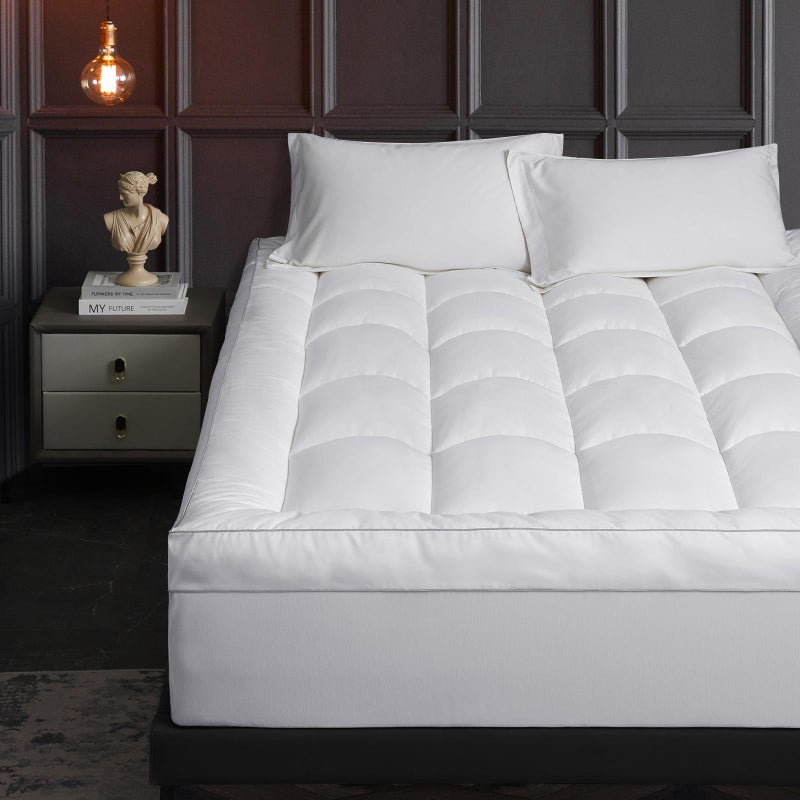 HYPREST Extra Thick Mattress Topper Queen, Pillow Top Mattress Topper Overfilled 1300 GSM Down Alternative for Back Pain, Cotton Super Soft Quilted Cooling Mattress Pad 8-24" Deep Pocket - Image 2
