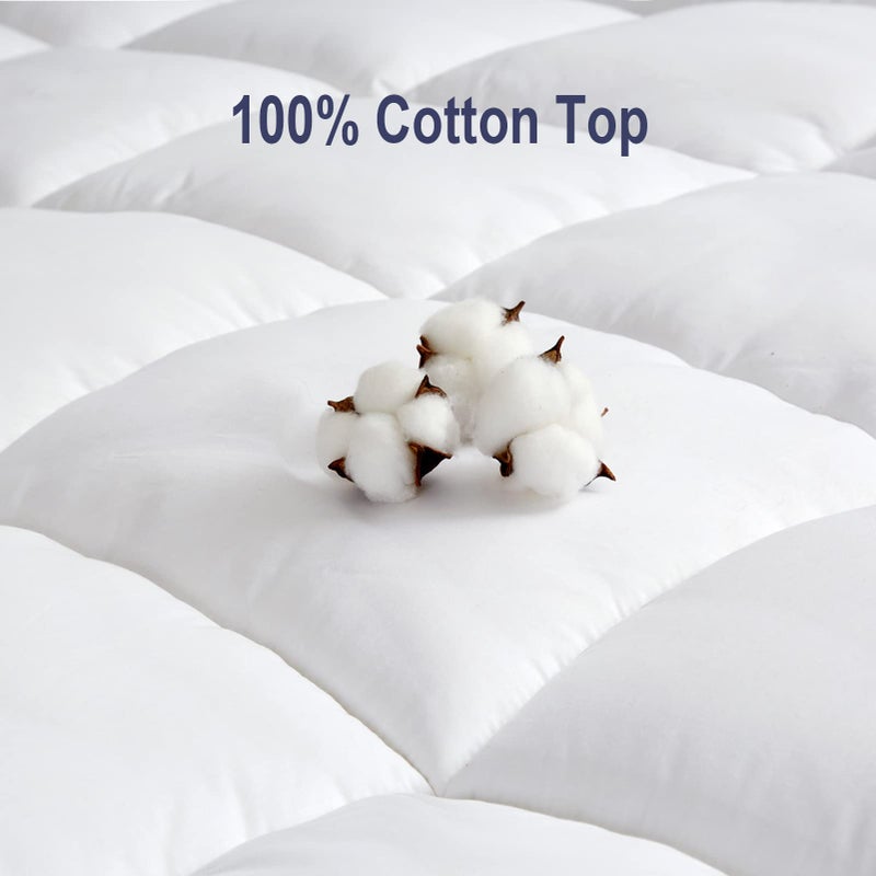 HYPREST Extra Thick Mattress Topper Queen, Pillow Top Mattress Topper Overfilled 1300 GSM Down Alternative for Back Pain, Cotton Super Soft Quilted Cooling Mattress Pad 8-24" Deep Pocket - Image 4