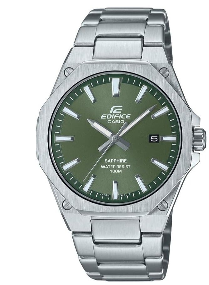 CASIO Edifice Stainless Steel Analog Green Dial Men's Watch - EFR-S108D-3AVUDF Green Dial, Silver Band - Image 1