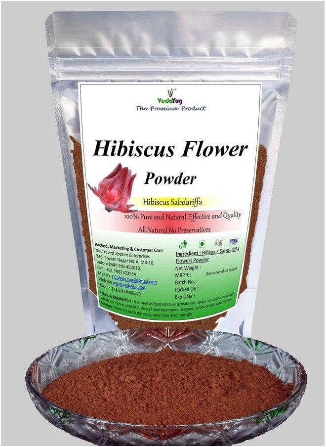 VY VedaYug - Organic Hibiscus Flower Powder ; Hibiscus Rosasinensis For Hair Care & Face Pack 100G - Image 1