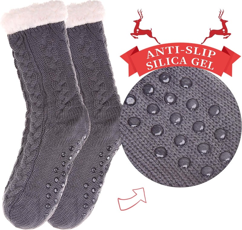 SDBING Women's Winter Super Soft Warm Cozy Fleece Lined Fuzzy Slipper Socks with Grippers - Image 2