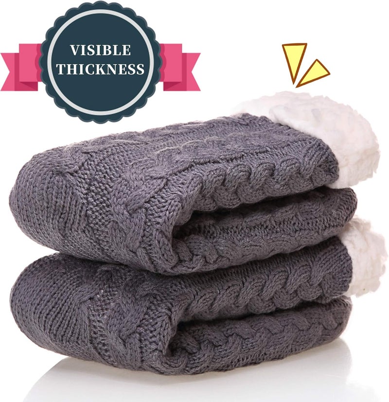 SDBING Women's Winter Super Soft Warm Cozy Fleece Lined Fuzzy Slipper Socks with Grippers - Image 3