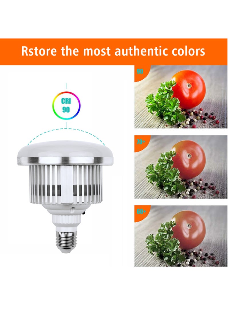 Glanfen - 380W Photography LED Light Bulb with Remote Control, 3000K-5500K Adjustable Color Temperature, Dimmable, 3 Colors, E27 Socket, for Studio Lighting, Softbox, Photo & Video Shooting - Image 1