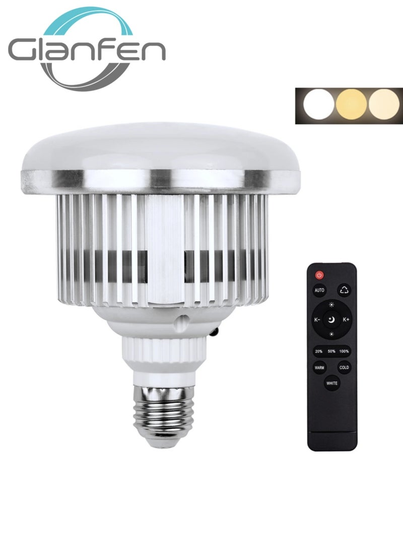 Glanfen 380W Photography LED Light Bulb with Remote Control, 3000K-5500K Adjustable Color Temperature, Dimmable, 3 Colors, E27 Socket, for Studio Lighting, Softbox, Photo & Video Shooting - Image 1