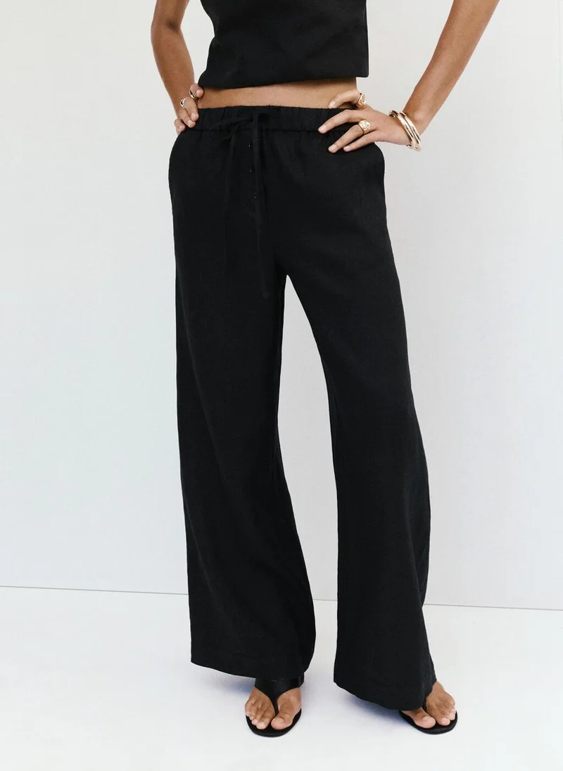 مانجو Wide-Leg Linen Pants