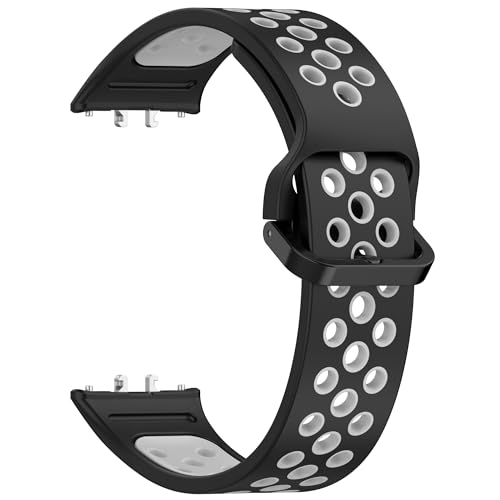 Wisely Adjustable Silicon Band Strap for Samsung Galaxy Fit 3 Straps Watch Silicone Replacement Band Bracelet, Black/Grey - Image 1
