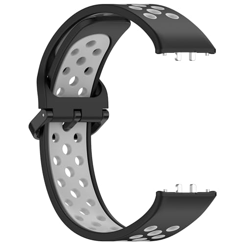 Wisely Adjustable Silicon Band Strap for Samsung Galaxy Fit 3 Straps Watch Silicone Replacement Band Bracelet, Black/Grey - Image 4