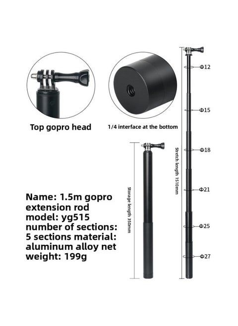 Feiyu Extension Rod Applicable To Zhiyun Dajiang Magic Claw Stabilizer GoPro Sports Camera Universal Extension Rod-Color:GoPro Extension Rod (YG515)