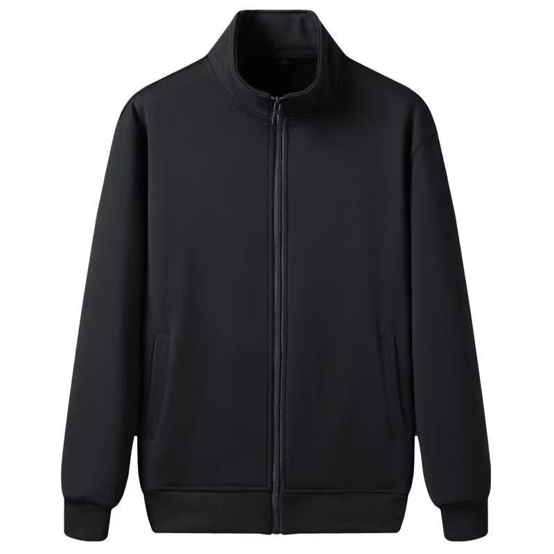 Autumn Mens Sport Sweatshirt Jacket Trendy Loose Fit Zipper Cardigan Stand Collar Casual Top Direct Manufacturer Black  - Image 1