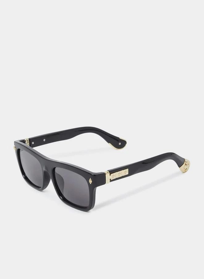 ستايلي Black anf Gold Solid Square Frame Sunglasses