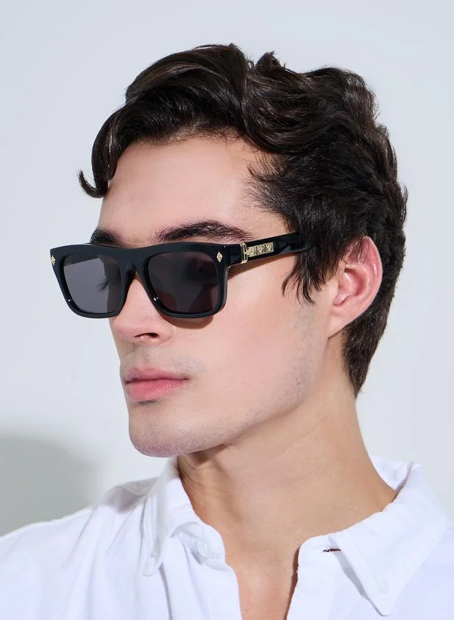 ستايلي Black anf Gold Solid Square Frame Sunglasses