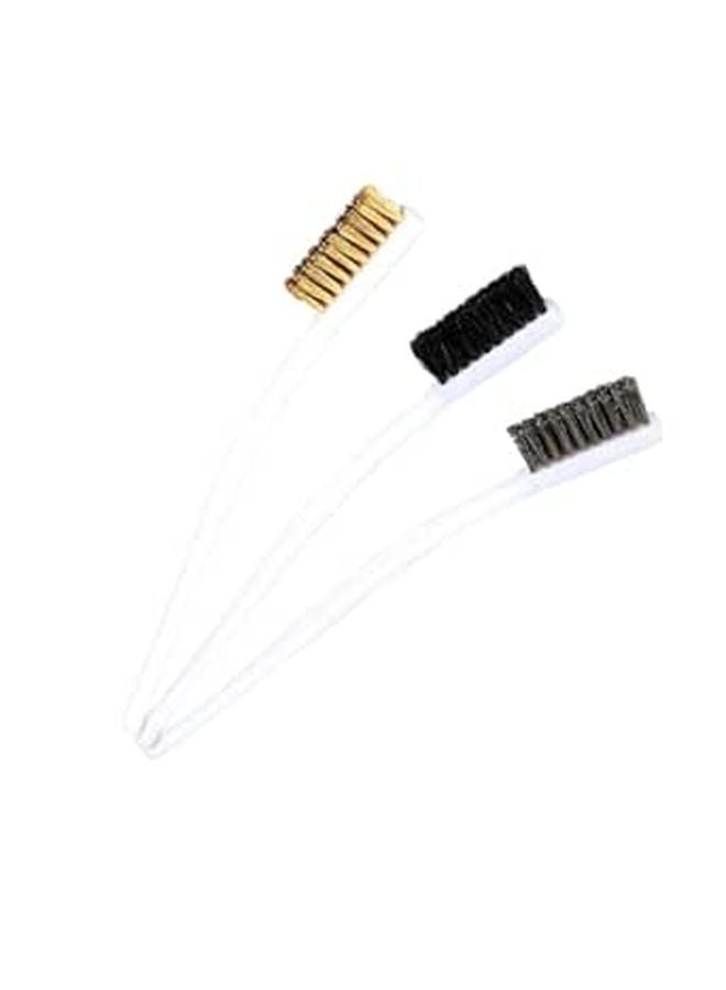 3Pcs Wire Brush Set For Rust Removal And Welding Slag Cleaning Industrial Mini Scratch Brushes With Plastic Handle - Image 1