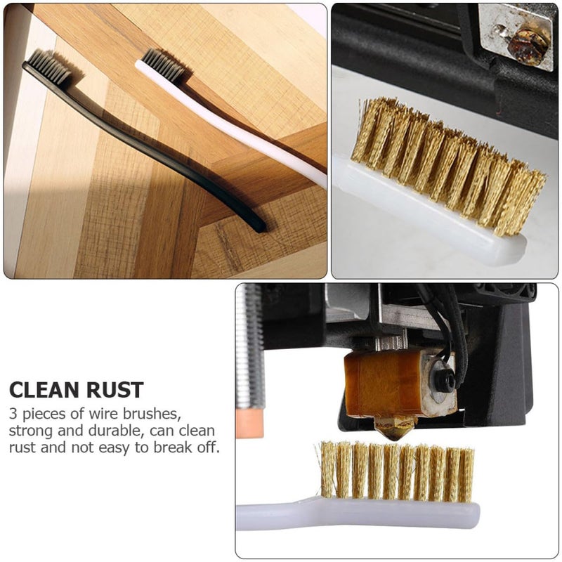 3Pcs Wire Brush Set For Rust Removal And Welding Slag Cleaning Industrial Mini Scratch Brushes With Plastic Handle - Image 4