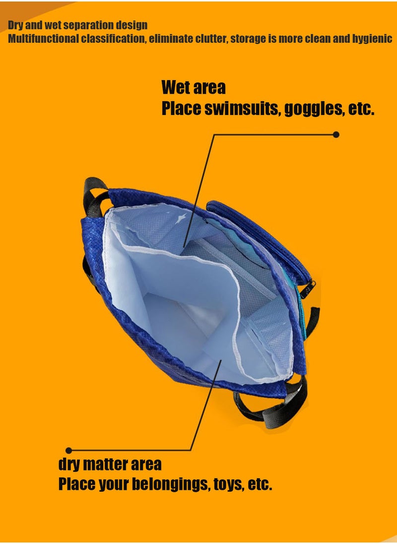 MissTiara - 4-Piece Kids Drawstring Waterproof Backpack Swimming Goggle Cap Set Drawstring Wet and Dry Separated Swim Bag for Girls and Boys with Swimming Cap, Swimming Goggles, Ear Plugs and Nose Clip - Image 1