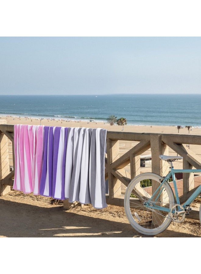 Large Beach Towel Oversized - 40"X70" Big Mens Beach Towesl, Extra Large Thick Gray Beach Towels, XL Wide Fluffy Swimming Towel Oversize, Giant Stripe Cotton Pool Towel for Adults - Image 3