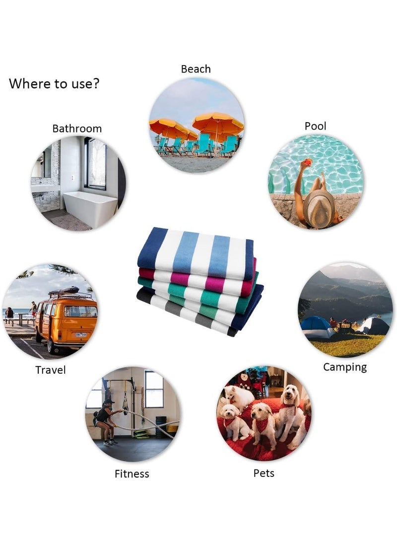 Large Beach Towel Oversized - 40"X70" Big Mens Beach Towesl, Extra Large Thick Gray Beach Towels, XL Wide Fluffy Swimming Towel Oversize, Giant Stripe Cotton Pool Towel for Adults - Image 2