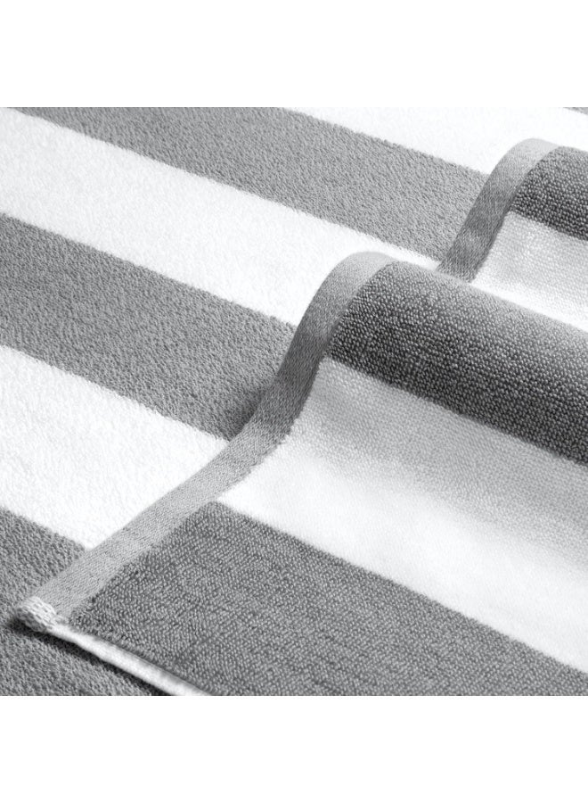 Large Beach Towel Oversized - 40"X70" Big Mens Beach Towesl, Extra Large Thick Gray Beach Towels, XL Wide Fluffy Swimming Towel Oversize, Giant Stripe Cotton Pool Towel for Adults - Image 5
