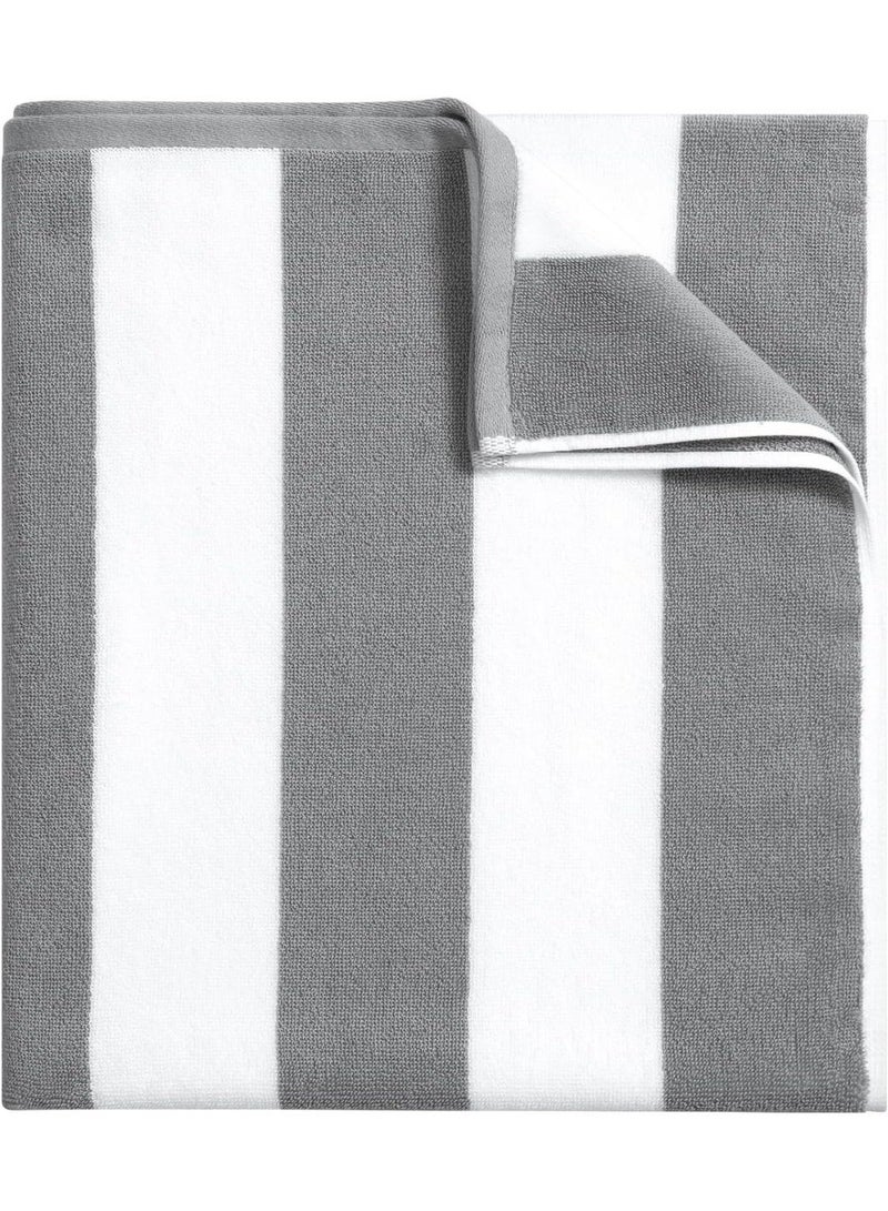 Large Beach Towel Oversized - 40"X70" Big Mens Beach Towesl, Extra Large Thick Gray Beach Towels, XL Wide Fluffy Swimming Towel Oversize, Giant Stripe Cotton Pool Towel for Adults - Image 1