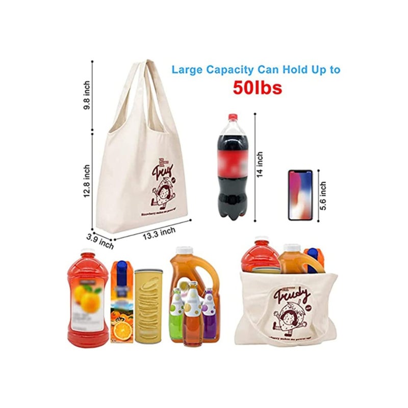 Barakah Canvas Tote Bags, with Inner Pocket Reusable Grocery Bags Bulk Reusable Shopping Bags Large Capacity Machine Washable - Image 2