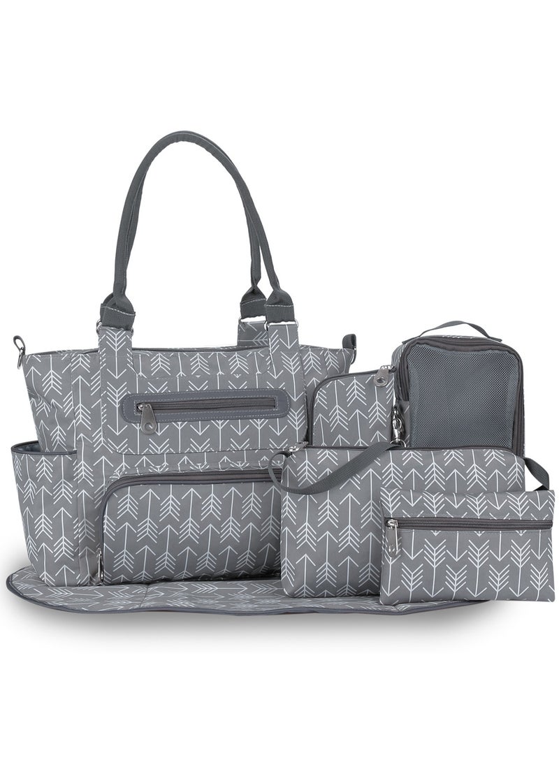 GUDOO 6 Pack Diaper Bag Set With Stroller Hooks And Nappy Changing Mat Nappy Baby Bag Travel Beach Shopping Baby Bag Multifunctional Mummy Bag Cosmetic Wet Dry Pouch  - Image 1